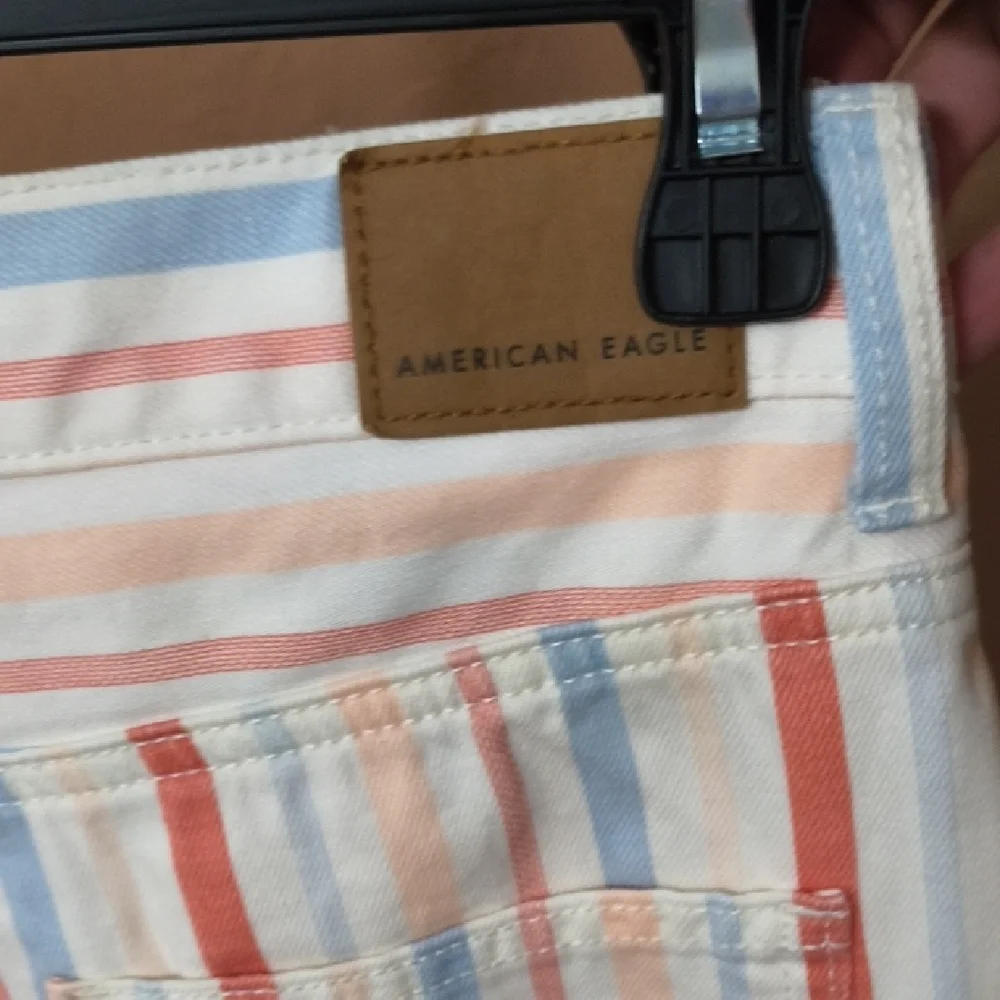 American Eagle Women's Multicolor Striped High Waisted Mom Jeans Size 0